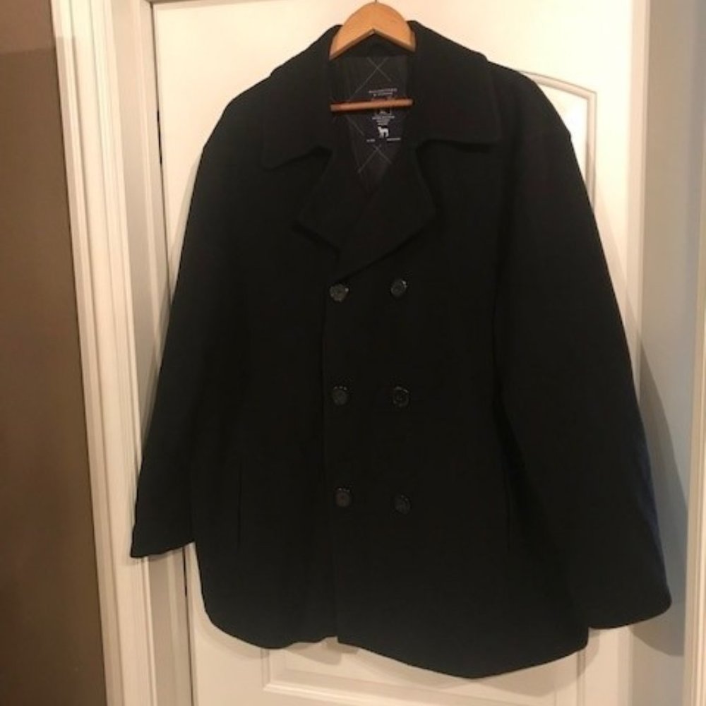 Roundtree & Yorke Men's Luxurious Wool Blend Peacoat Sz XL, Black